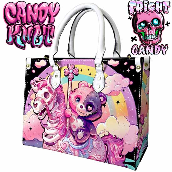 Spooky Bear Carousel Fright Candy White PU Leather Crossbody Handbag Candy Kult Bag care bears Crossbody Candy Cult - Candy Kult Land - Wishbone - Boo Kitty - Panku - Frosti - Toxic Kitten - Hex - Heart - Cult Candy - Ca