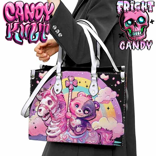 Spooky Bear Carousel Fright Candy White PU Leather Crossbody Handbag Candy Kult Bag care bears Crossbody Candy Cult - Candy Kult Land - Wishbone - Boo Kitty - Panku - Frosti - Toxic Kitten - Hex - Heart - Cult Candy - Ca