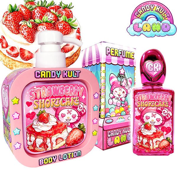 Strawberry Shortcake Candy Kult Land Perfume & Body Lotion Pack Candy Kult Cake Strawberry Wishbone Candy Cult - Candy Kult Land - Wishbone - Boo Kitty - Panku - Frosti - Toxic Kitten - Hex - Heart - Cult Candy - Ca