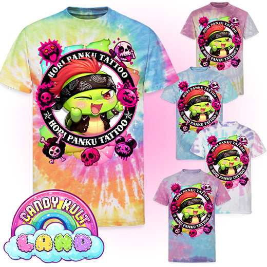 Hori Panku Tattoo Rainbow - Candy Kult Land Unisex Tie Dye T-Shirt - Candy Kult - Candy Cult - Candy Kult Land - Wishbone - Boo Kitty - Panku - Frosti - Toxic Kitten - Hex-Heart - Cult Candy - Cake High Heels - [product_vendor}