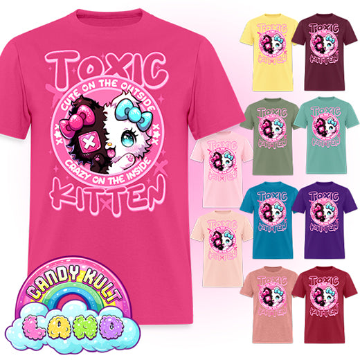 Crazy On The Inside Toxic Kitten - Candy Kult Land COLOUR Men's / Unisex Classic T-Shirt - Candy Kult - Candy Cult - Candy Kult Land - Wishbone - Boo Kitty - Panku - Frosti - Toxic Kitten - Hex-Heart - Cult Candy - Cake High Heels - [product_vendor}