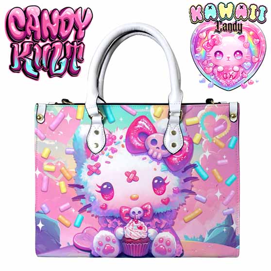 Pastel Purrfection Kawaii Candy White PU Leather Crossbody Handbag - Candy Kult - Candy Cult - Cult Candy - Cake High Heels - [product_vendor}