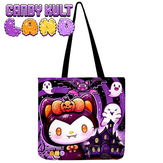 Boo Kitty Origins Candy Kult Land Reusable Canvas Shopping Tote - Candy Kult - Candy Cult - Candy Kult Land - Wishbone - Boo Kitty - Panku - Frosti - Toxic Kitten - Hex-Heart - Cult Candy - Cake High Heels - [product_vendor}