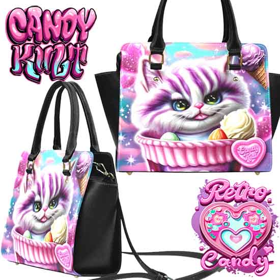 Cheshire Cat Ice Cream Dream Retro Candy Crossbody Handbag - Candy Kult - Candy Cult - Candy Kult Land - Wishbone - Boo Kitty - Panku - Frosti - Toxic Kitten - Hex-Heart - Cult Candy - Cake High Heels - [product_vendor}