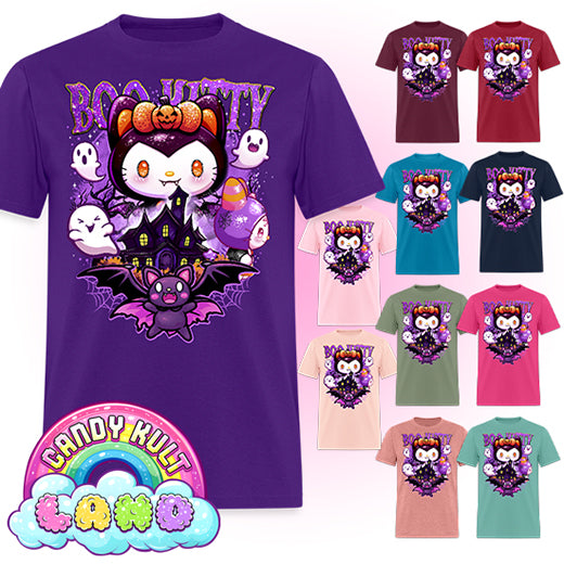 Boo Kitty Origins - Candy Kult Land COLOUR Men's / Unisex Classic T-Shirt - Candy Kult - Candy Cult - Candy Kult Land - Wishbone - Boo Kitty - Panku - Frosti - Toxic Kitten - Hex-Heart - Cult Candy - Cake High Heels - [product_vendor}
