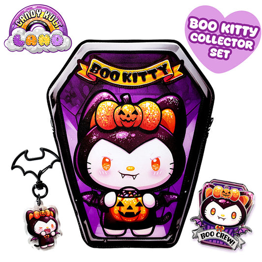 Boo Kitty Collector Set – Crossbody Bag, Pin & Keychain Bundle