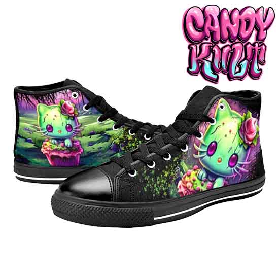 Zombie Kitty Fright Candy Men’s High Top Canvas Shoes - Candy Kult - Candy Cult - Candy Kult Land - Wishbone - Boo Kitty - Panku - Frosti - Toxic Kitten - Hex-Heart - Cult Candy - Cake High Heels - [product_vendor}