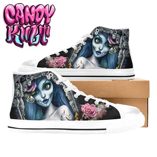 Corpse Bride Waiting For You Fright Candy White Women's High Top Canvas Shoes - Candy Kult - Candy Cult - Candy Kult Land - Wishbone - Boo Kitty - Panku - Frosti - Toxic Kitten - Hex-Heart - Cult Candy - Cake High Heels - [product_vendor}