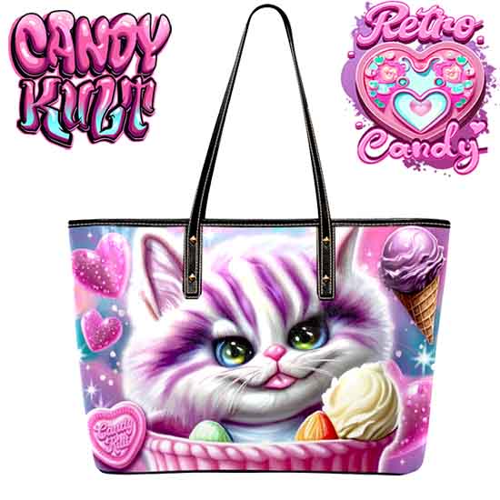 Cheshire Cat Ice Cream Dream Retro Candy Large Tote Bag - Candy Kult - Candy Cult - Candy Kult Land - Wishbone - Boo Kitty - Panku - Frosti - Toxic Kitten - Hex-Heart - Cult Candy - Cake High Heels - [product_vendor}