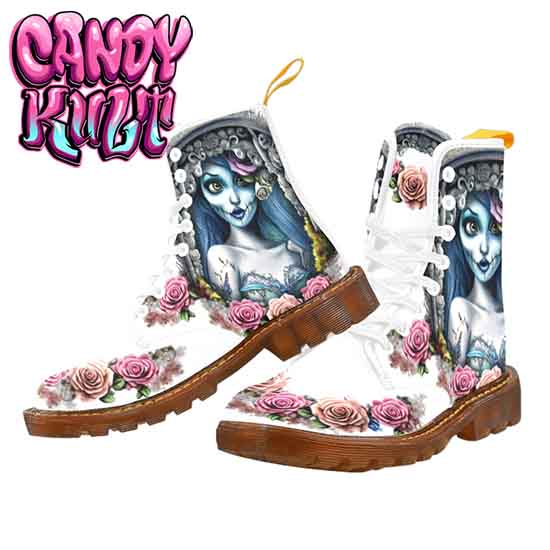 Corpse Bride Waiting For You White Men's Candy Kult Boots - Candy Kult - Candy Cult - Candy Kult Land - Wishbone - Boo Kitty - Panku - Frosti - Toxic Kitten - Hex-Heart - Cult Candy - Cake High Heels - [product_vendor}