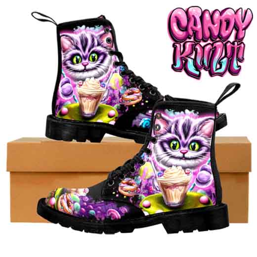 Cheshire Cat Tea Party Men's Candy Kult Boots - Candy Kult - Candy Cult - Candy Kult Land - Wishbone - Boo Kitty - Panku - Frosti - Toxic Kitten - Hex-Heart - Cult Candy - Cake High Heels - [product_vendor}