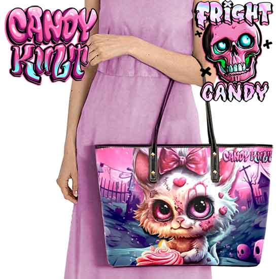 From Paris To The Grave Fright Candy Large Tote Bag - Candy Kult - Candy Cult - Candy Kult Land - Wishbone - Boo Kitty - Panku - Frosti - Toxic Kitten - Hex-Heart - Cult Candy - Cake High Heels - [product_vendor}