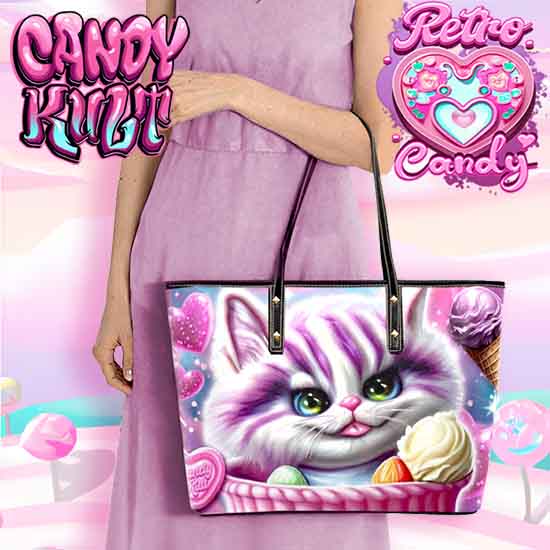 Cheshire Cat Ice Cream Dream Retro Candy Large Tote Bag - Candy Kult - Candy Cult - Candy Kult Land - Wishbone - Boo Kitty - Panku - Frosti - Toxic Kitten - Hex-Heart - Cult Candy - Cake High Heels - [product_vendor}