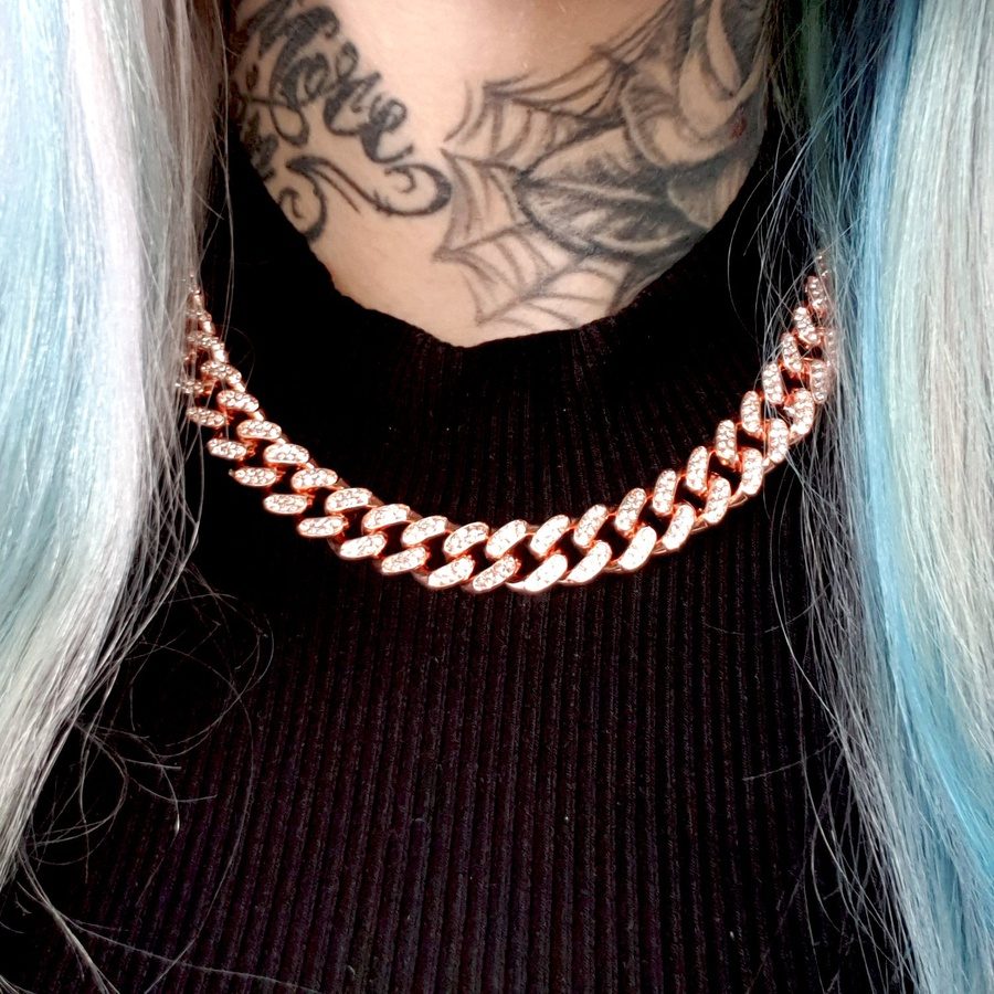Rose Gold Titanium Stainless Steel Cuban Link Chain Necklace - Candy Kult - Candy Cult - Candy Kult Land - Wishbone - Boo Kitty - Panku - Frosti - Toxic Kitten - Hex-Heart - Cult Candy - Cake High Heels - [product_vendor}