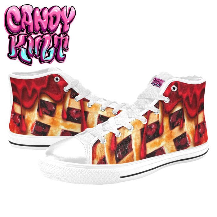 Oh My Cherry Pie White Women's High Top Canvas Shoes - Candy Kult - Candy Cult - Candy Kult Land - Wishbone - Boo Kitty - Panku - Frosti - Toxic Kitten - Hex-Heart - Cult Candy - Cake High Heels - [product_vendor}