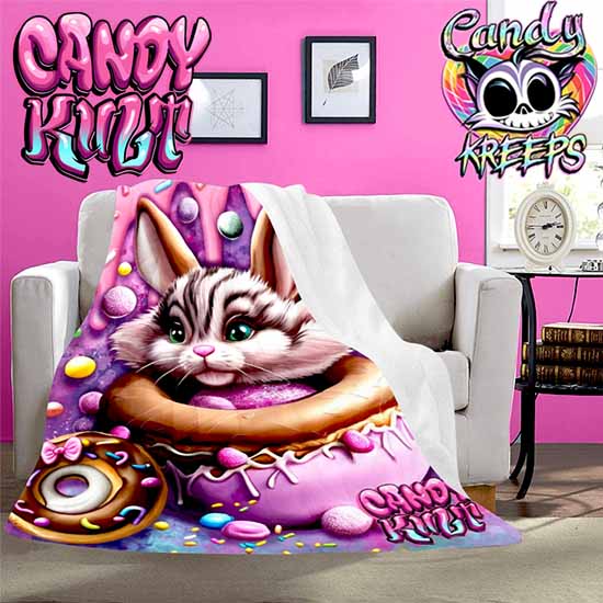 Sugar The Donut Bunny Candy Kreeps Micro Fleece Blanket - Candy Kult - Candy Cult - Candy Kult Land - Wishbone - Boo Kitty - Panku - Frosti - Toxic Kitten - Hex-Heart - Cult Candy - Cake High Heels - [product_vendor}