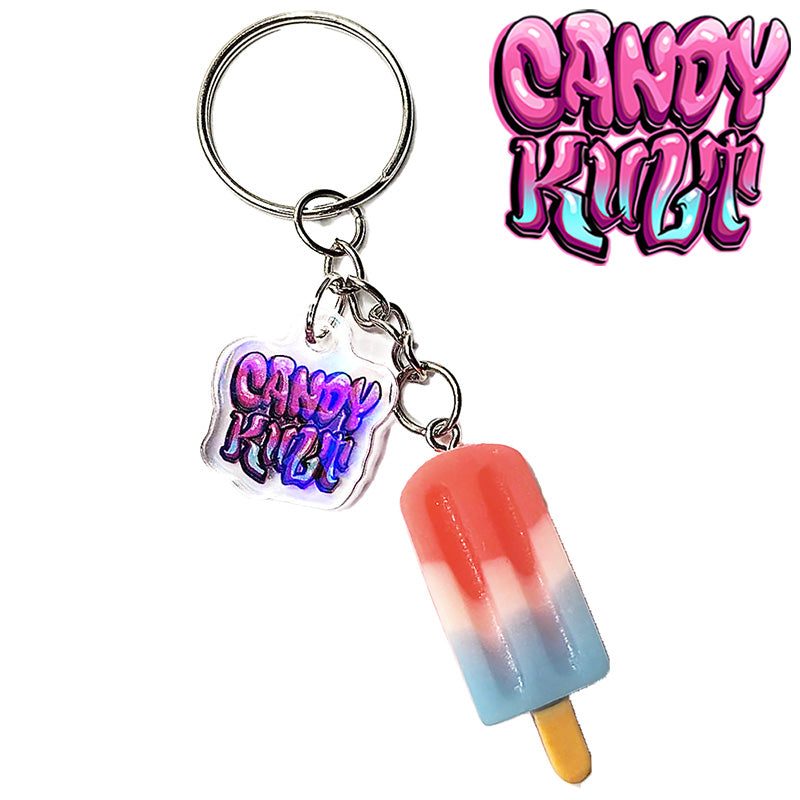 Blue & Red Raspberry Ice block Candy Kult Key Chain Candy Kult key chain key ring keychain Candy Cult - Candy Kult Land - Wishbone - Boo Kitty - Panku - Frosti - Toxic Kitten - Hex - Heart - Cult Candy - Ca
