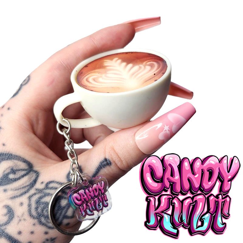 Cup Of Coffee Candy Kult Key Chain Candy Kult key chain key ring keychain Candy Cult - Candy Kult Land - Wishbone - Boo Kitty - Panku - Frosti - Toxic Kitten - Hex - Heart - Cult Candy - Ca