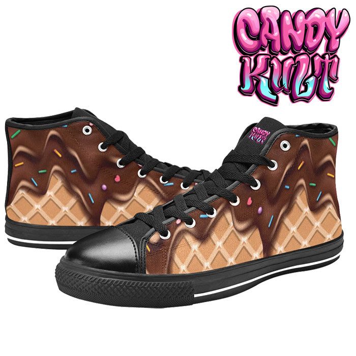 Chocolate Ice Cream Women's High Top Canvas Shoes - Candy Kult - Candy Cult - Candy Kult Land - Wishbone - Boo Kitty - Panku - Frosti - Toxic Kitten - Hex-Heart - Cult Candy - Cake High Heels - [product_vendor}