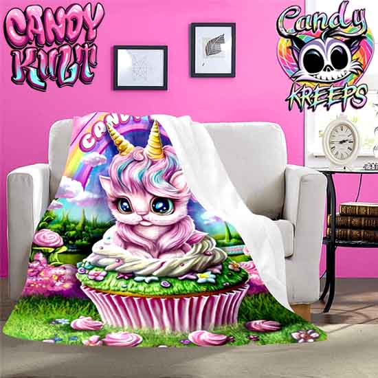 Flossie The Kitticorn Candy Kreeps Micro Fleece Blanket - Candy Kult - Candy Cult - Candy Kult Land - Wishbone - Boo Kitty - Panku - Frosti - Toxic Kitten - Hex-Heart - Cult Candy - Cake High Heels - [product_vendor}