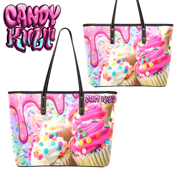 Rainbow Confetti Cupcakes Candy Kult Large Tote Bag - Candy Kult - Candy Cult - Candy Kult Land - Wishbone - Boo Kitty - Panku - Frosti - Toxic Kitten - Hex-Heart - Cult Candy - Cake High Heels - [product_vendor}
