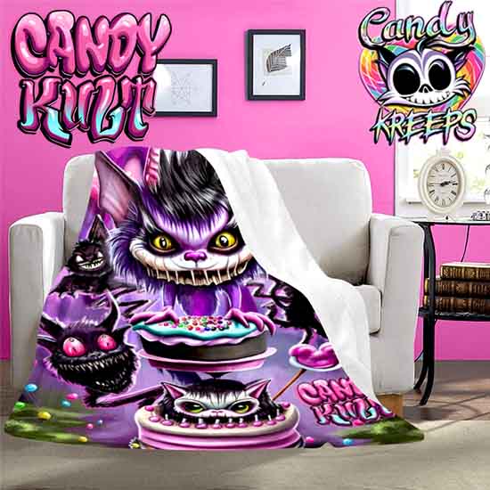 Nekomare Candy Kreeps Micro Fleece Blanket - Candy Kult - Candy Cult - Candy Kult Land - Wishbone - Boo Kitty - Panku - Frosti - Toxic Kitten - Hex-Heart - Cult Candy - Cake High Heels - [product_vendor}