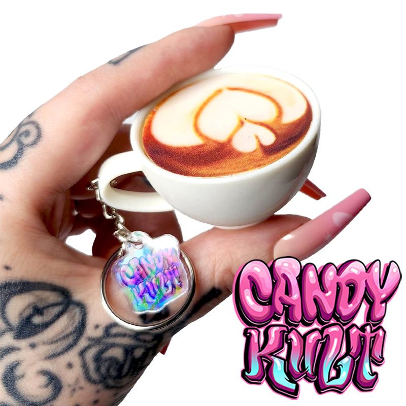 Latte Coffee Candy Kult Key Chain Candy Kult key chain key ring keychain Candy Cult - Candy Kult Land - Wishbone - Boo Kitty - Panku - Frosti - Toxic Kitten - Hex - Heart - Cult Candy - Ca