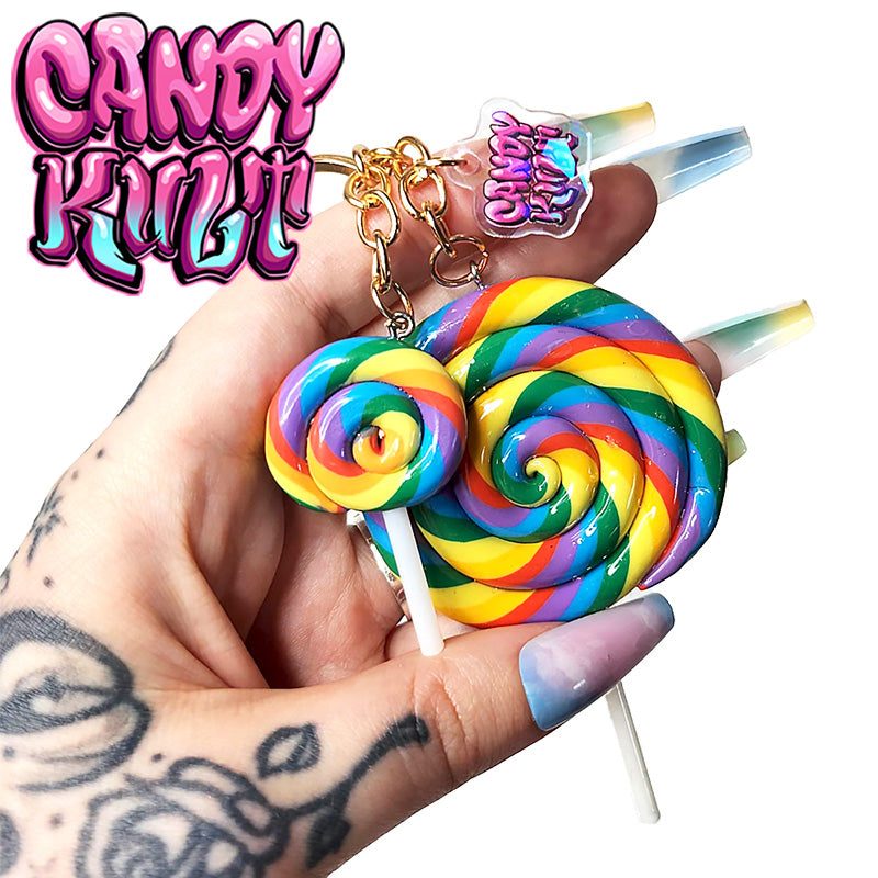 Rainbow Lollipops Candy Kult Key Chain Candy Kult key chain key ring keychain Candy Cult - Candy Kult Land - Wishbone - Boo Kitty - Panku - Frosti - Toxic Kitten - Hex - Heart - Cult Candy - Ca
