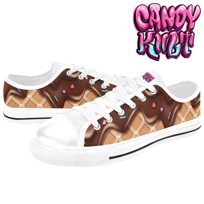 Chocolate Ice Cream White Women's Low Canvas Shoes - Candy Kult - Candy Cult - Candy Kult Land - Wishbone - Boo Kitty - Panku - Frosti - Toxic Kitten - Hex-Heart - Cult Candy - Cake High Heels - [product_vendor}