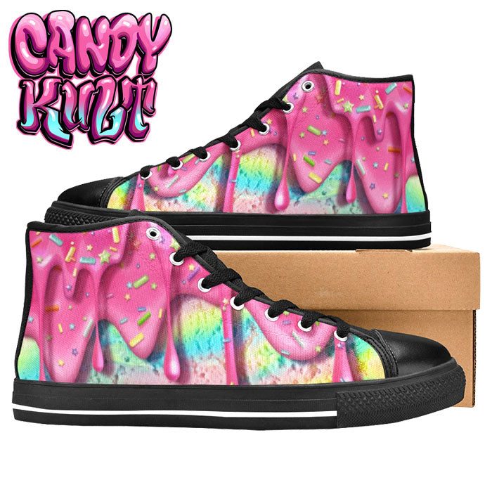 Rainbow Unicorn Ice Cream Women's High Top Canvas Shoes - Candy Kult - Candy Cult - Candy Kult Land - Wishbone - Boo Kitty - Panku - Frosti - Toxic Kitten - Hex-Heart - Cult Candy - Cake High Heels - [product_vendor}