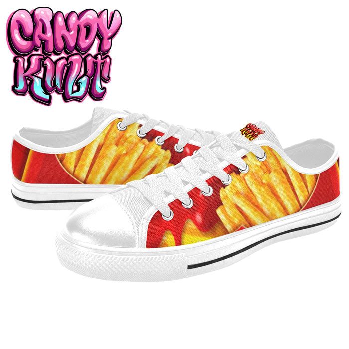 Want Fries With That? White Women's Low Canvas Shoes - Candy Kult - Candy Cult - Candy Kult Land - Wishbone - Boo Kitty - Panku - Frosti - Toxic Kitten - Hex-Heart - Cult Candy - Cake High Heels - [product_vendor}