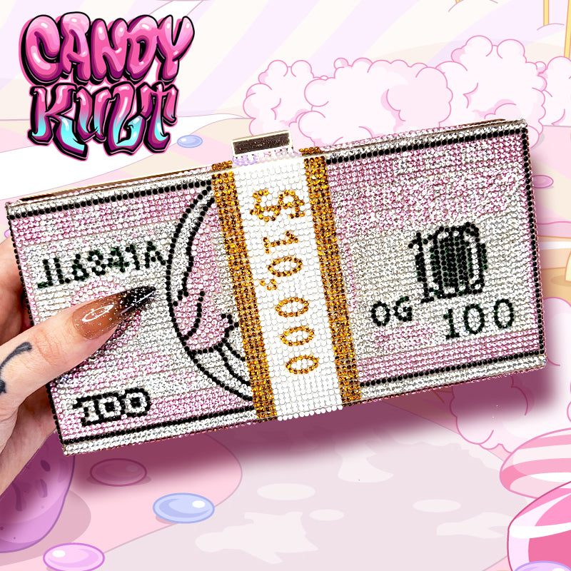 Bubblegum Bills Crystalized Clutch Purse / Crossbody - Candy Kult - Candy Cult - Candy Kult Land - Wishbone - Boo Kitty - Panku - Frosti - Toxic Kitten - Hex-Heart - Cult Candy - Cake High Heels - [product_vendor}