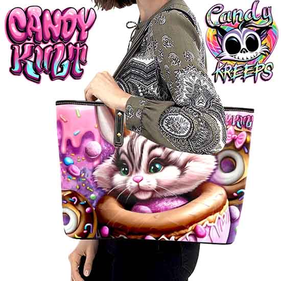 Sugar The Donut Bunny Candy Kreeps Candy Kult Large Tote Bag - Candy Kult - Candy Cult - Candy Kult Land - Wishbone - Boo Kitty - Panku - Frosti - Toxic Kitten - Hex-Heart - Cult Candy - Cake High Heels - [product_vendor}