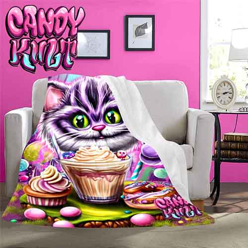 Cheshire Cat Tea Party Candy Kult Micro Fleece Blanket - Candy Kult - Candy Cult - Candy Kult Land - Wishbone - Boo Kitty - Panku - Frosti - Toxic Kitten - Hex-Heart - Cult Candy - Cake High Heels - [product_vendor}