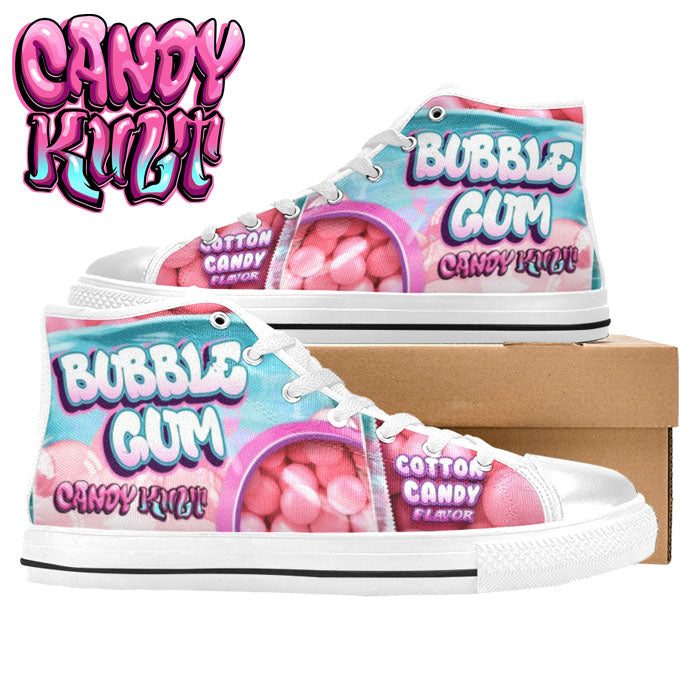 Cotton Candy Bubble Gum White Women's High Top Canvas Shoes - Candy Kult - Candy Cult - Candy Kult Land - Wishbone - Boo Kitty - Panku - Frosti - Toxic Kitten - Hex-Heart - Cult Candy - Cake High Heels - [product_vendor}