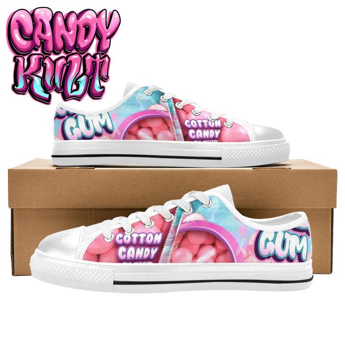 Cotton Candy Bubble Gum White Women's Low Canvas Shoes - Candy Kult - Candy Cult - Candy Kult Land - Wishbone - Boo Kitty - Panku - Frosti - Toxic Kitten - Hex-Heart - Cult Candy - Cake High Heels - [product_vendor}