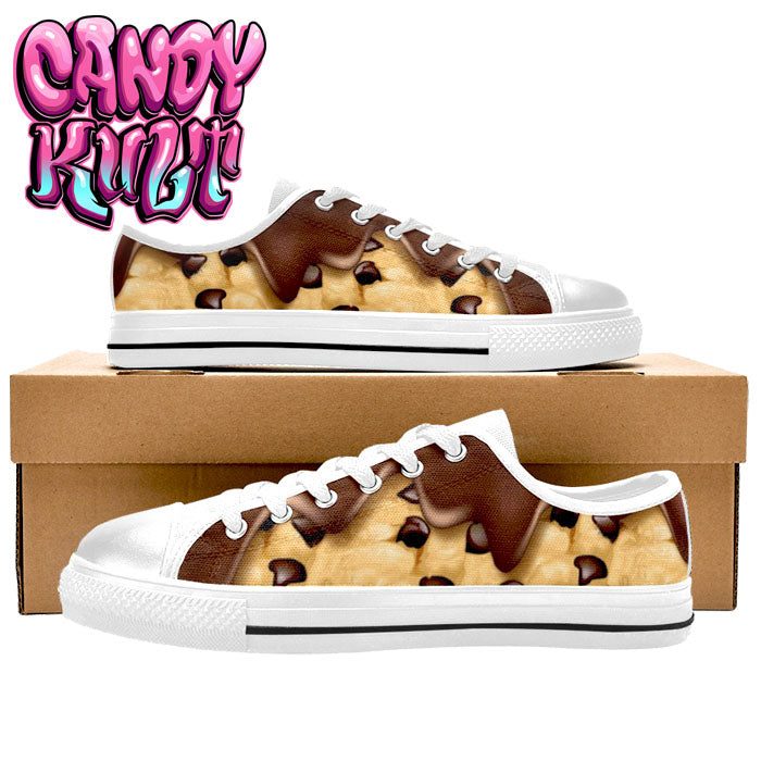 Chocolate Chip Cookie White Men's Low Canvas Shoes - Candy Kult - Candy Cult - Candy Kult Land - Wishbone - Boo Kitty - Panku - Frosti - Toxic Kitten - Hex-Heart - Cult Candy - Cake High Heels - [product_vendor}