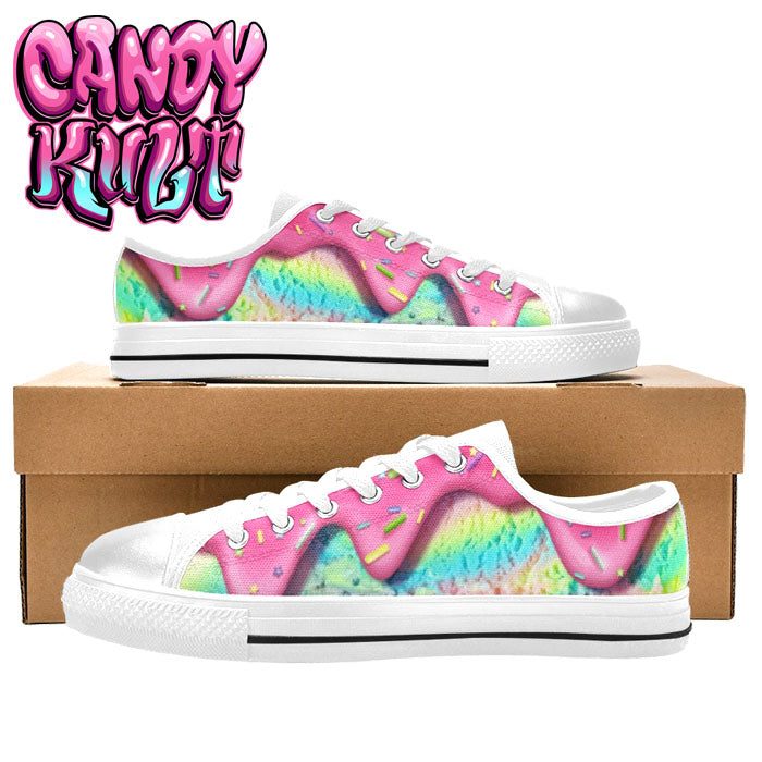 Rainbow Unicorn Ice Cream White Men's Low Canvas Shoes - Candy Kult - Candy Cult - Candy Kult Land - Wishbone - Boo Kitty - Panku - Frosti - Toxic Kitten - Hex-Heart - Cult Candy - Cake High Heels - [product_vendor}