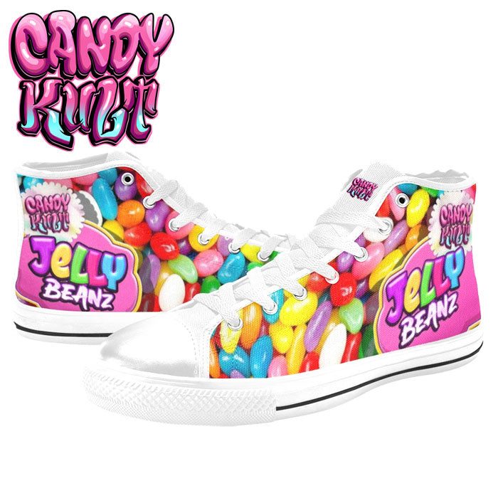 Jelly Beanz White Men’s High Top Canvas Shoes - Candy Kult - Candy Cult - Candy Kult Land - Wishbone - Boo Kitty - Panku - Frosti - Toxic Kitten - Hex-Heart - Cult Candy - Cake High Heels - [product_vendor}