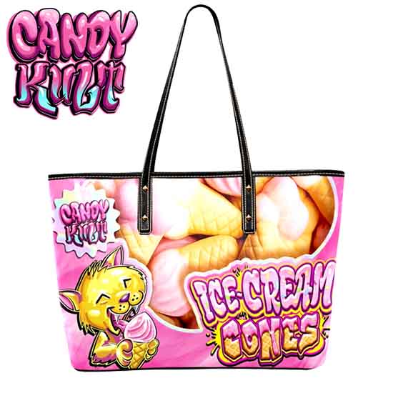Ice Cream Cone Gummies Candy Kult Large Tote Bag - Candy Kult - Candy Cult - Candy Kult Land - Wishbone - Boo Kitty - Panku - Frosti - Toxic Kitten - Hex-Heart - Cult Candy - Cake High Heels - [product_vendor}