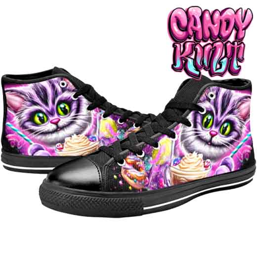 Cheshire Cat Tea Party Women's High Top Canvas Shoes - Candy Kult - Candy Cult - Candy Kult Land - Wishbone - Boo Kitty - Panku - Frosti - Toxic Kitten - Hex-Heart - Cult Candy - Cake High Heels - [product_vendor}