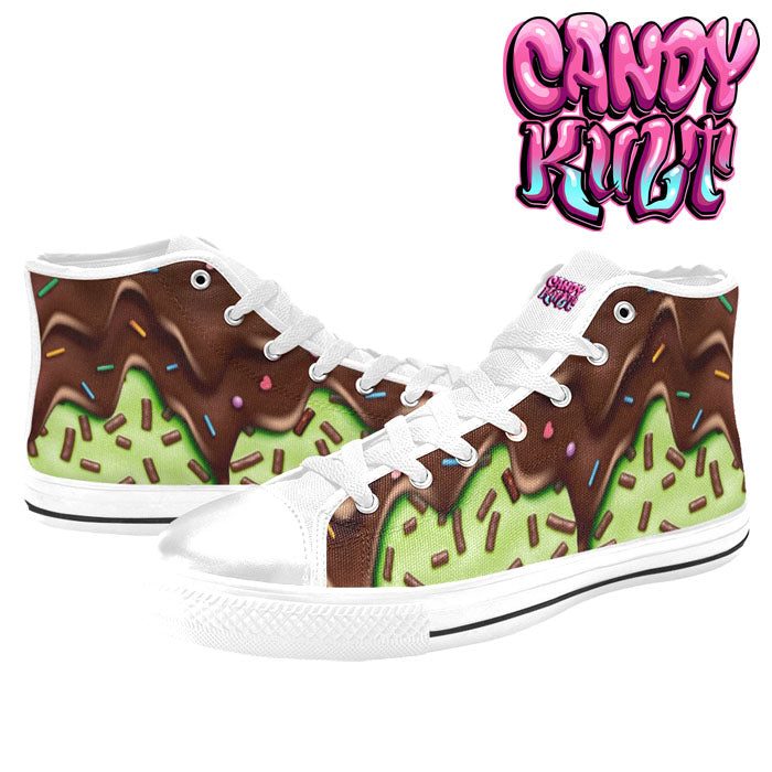 Sprinkles Please Choc Mint White Women's High Top Canvas Shoes - Candy Kult - Candy Cult - Candy Kult Land - Wishbone - Boo Kitty - Panku - Frosti - Toxic Kitten - Hex-Heart - Cult Candy - Cake High Heels - [product_vendor}