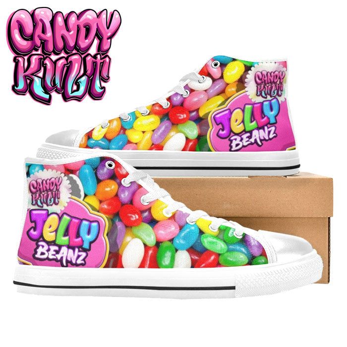 Jelly Beanz White Men’s High Top Canvas Shoes - Candy Kult - Candy Cult - Candy Kult Land - Wishbone - Boo Kitty - Panku - Frosti - Toxic Kitten - Hex-Heart - Cult Candy - Cake High Heels - [product_vendor}