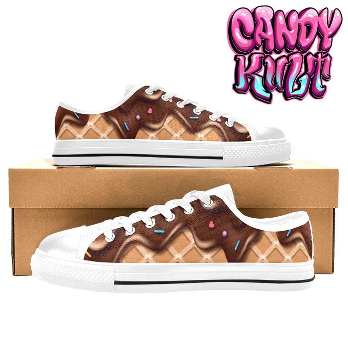 Chocolate Ice Cream White Women's Low Canvas Shoes - Candy Kult - Candy Cult - Candy Kult Land - Wishbone - Boo Kitty - Panku - Frosti - Toxic Kitten - Hex-Heart - Cult Candy - Cake High Heels - [product_vendor}