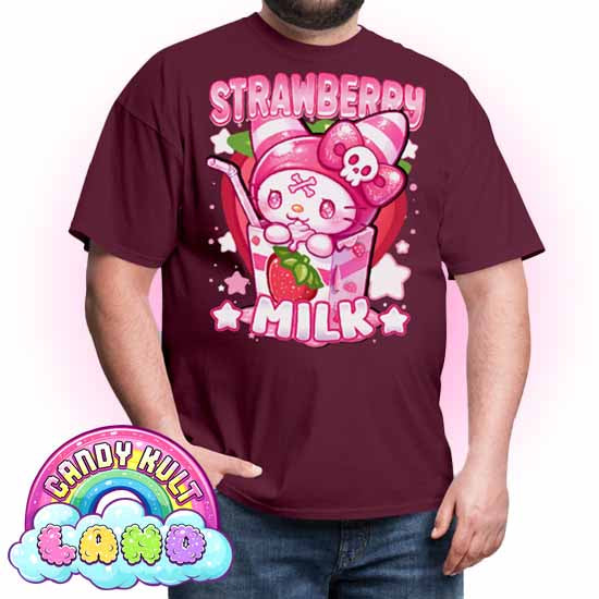 Wishbone Strawberry Milk  - Candy Kult Land COLOUR Men's / Unisex Classic T-Shirt - Candy Kult - Candy Cult - Candy Kult Land - Wishbone - Boo Kitty - Panku - Frosti - Toxic Kitten - Hex-Heart - Cult Candy - Cake High Heels - [product_vendor}