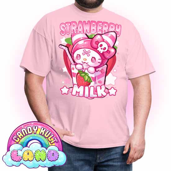 Wishbone Strawberry Milk  - Candy Kult Land COLOUR Men's / Unisex Classic T-Shirt - Candy Kult - Candy Cult - Candy Kult Land - Wishbone - Boo Kitty - Panku - Frosti - Toxic Kitten - Hex-Heart - Cult Candy - Cake High Heels - [product_vendor}