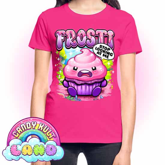 Frosti Stop Looking At Me - Candy Kult land REGULAR FIT Ladies T-Shirt - Candy Kult - Candy Cult - Candy Kult Land - Wishbone - Boo Kitty - Panku - Frosti - Toxic Kitten - Hex-Heart - Cult Candy - Cake High Heels - [product_vendor}