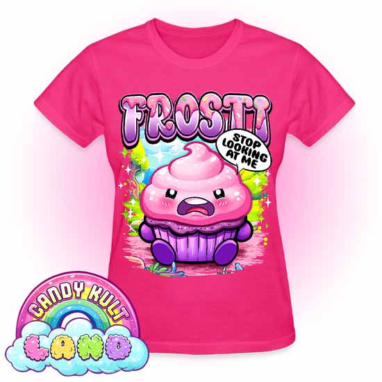 Frosti Stop Looking At Me - Candy Kult land REGULAR FIT Ladies T-Shirt - Candy Kult - Candy Cult - Candy Kult Land - Wishbone - Boo Kitty - Panku - Frosti - Toxic Kitten - Hex-Heart - Cult Candy - Cake High Heels - [product_vendor}