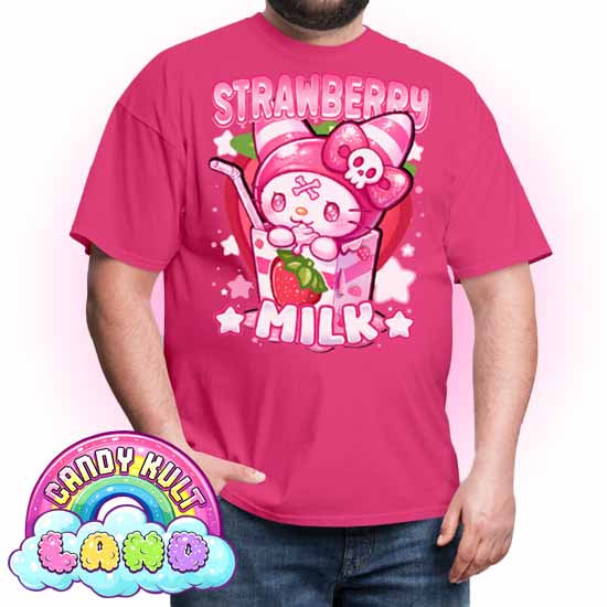 Wishbone Strawberry Milk  - Candy Kult Land COLOUR Men's / Unisex Classic T-Shirt - Candy Kult - Candy Cult - Candy Kult Land - Wishbone - Boo Kitty - Panku - Frosti - Toxic Kitten - Hex-Heart - Cult Candy - Cake High Heels - [product_vendor}
