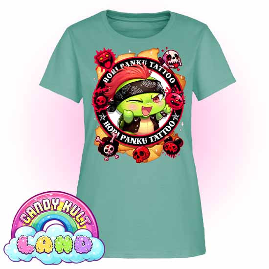 Hori Panku Tattoo - Candy Kult Land Women's FITTED T-Shirt - Candy Kult - Candy Cult - Candy Kult Land - Wishbone - Boo Kitty - Panku - Frosti - Toxic Kitten - Hex-Heart - Cult Candy - Cake High Heels - [product_vendor}
